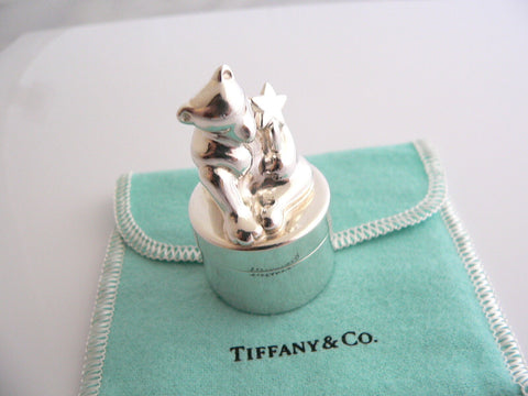 Tiffany & Co Silver Bear Tooth Fairy Pill Box Case Container Baby Child Gift Art