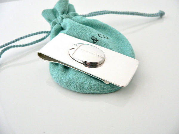 Tiffany & Co Silver Scarab Beetle Money Clip Holder Rare Gift Pouch Love Lucky