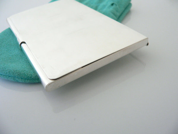 Tiffany & Co Silver Engine Turned Striped Business Card Case Holder Gift Pouch