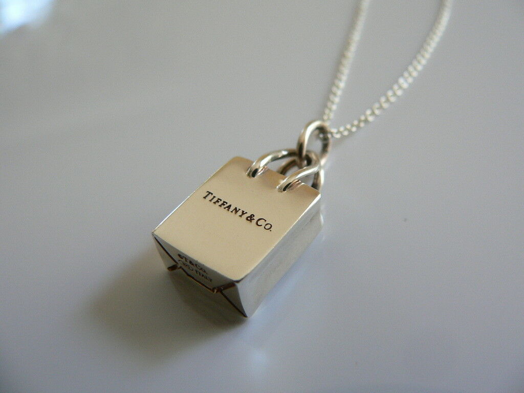 Tiffany & Co Silver Shopping Bag Charm Pendant for Necklace 