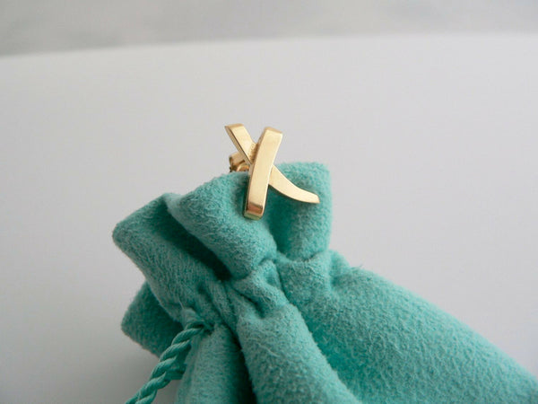 Tiffany & Co 18K Gold X Kiss Earrings Yellow Gold Studs Gift Pouch Love