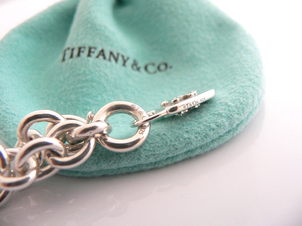 Tiffany & Co Silver Padlock Key Locks Bracelet Bangle Charm Pendant Gift Pouch 8 Inch Longer Chain