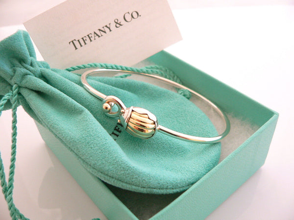 Tiffany & Co Bracelet Lucky Scarab Beetle Silver 18K Bangle Gift Pouch Love T Co