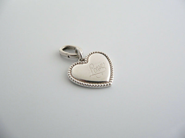 Tiffany & Co Silver Love Heart Bead Charm Clasp 4 Necklace Bracelet Gift Love