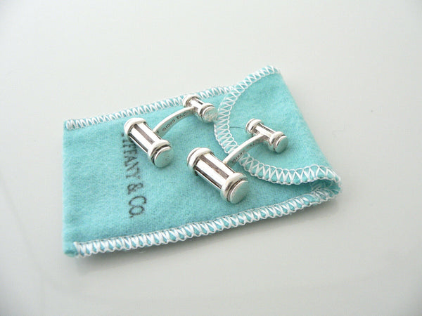 Tiffany & Col Silver Atlas Column Cufflinks Cuff Link Pouch Gift Rare Pouch Man