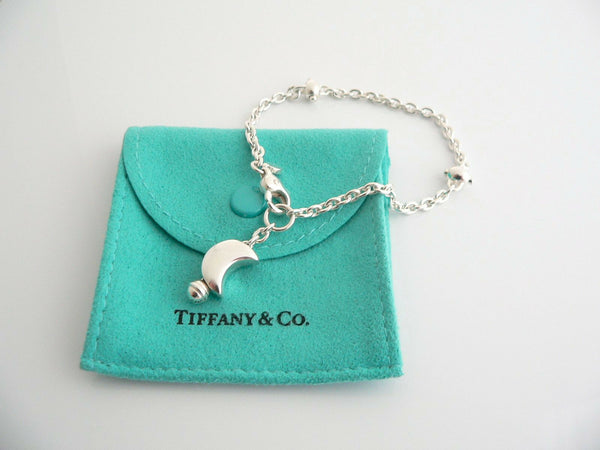 Tiffany & Co Silver Moon Bracelet Dangle Dangling Bangle Rare Gift Pouch Love