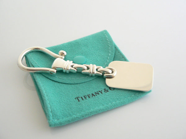 Tiffany & Co Silver Rectangle Link Key Ring Key Chain Keychain Engravable Gift