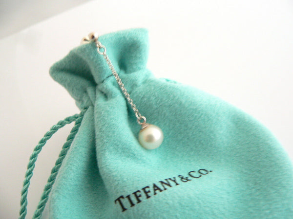 Tiffany & Co Pearl Earrings Studs Dangling Love Heart Gift Pouch Statement T Co