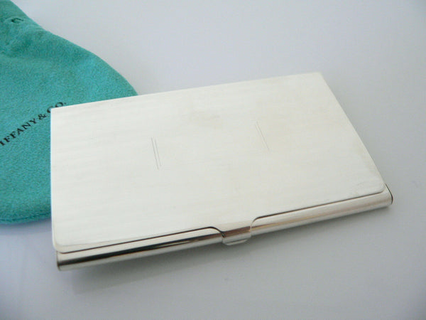 Tiffany & Co Silver Engine Turned Striped Business Card Case Holder Gift Pouch