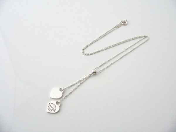 Tiffany & Co Silver Return to Tiffany Hearts Dangling Dangle Necklace Gift Love