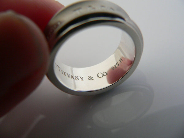 Tiffany & Co Silver Ring Titanium 1837 Promise Love Band Sz 5.75 Gift Classic