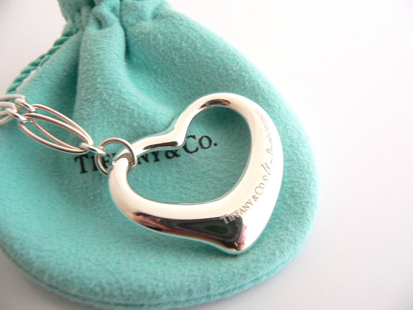 Tiffany & Co Peretti Silver Open Heart Link Necklace Pendant Charm Gift Pouch