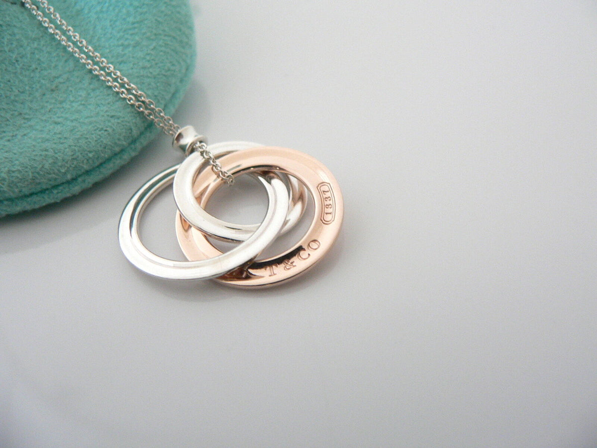 Tiffany Co Interlocking Circles Necklace Pendant 17 Inch Silver