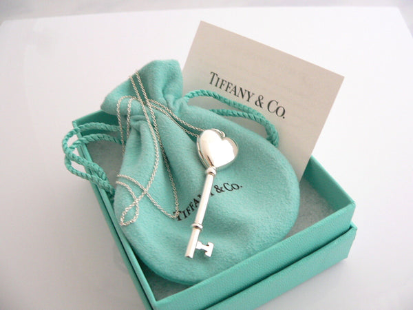 Tiffany & Co Silver Heart Key Locket Necklace Pendant Charm Chain Gift Love