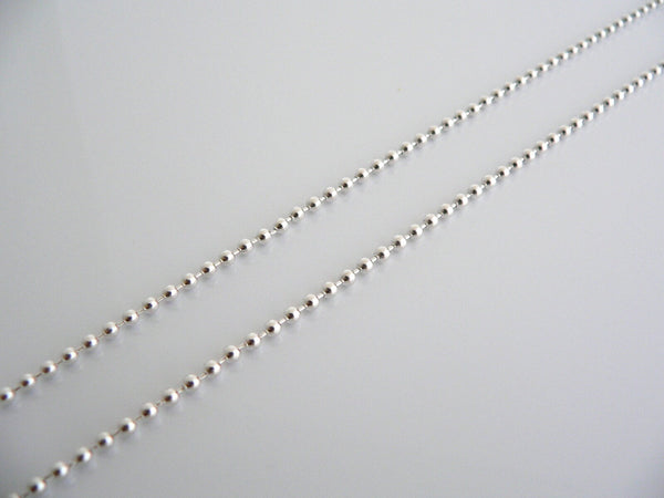 Tiffany & Co Silver 35 Inch Long Beaded Bead Necklace Chain Dog Tag Pendant Gift