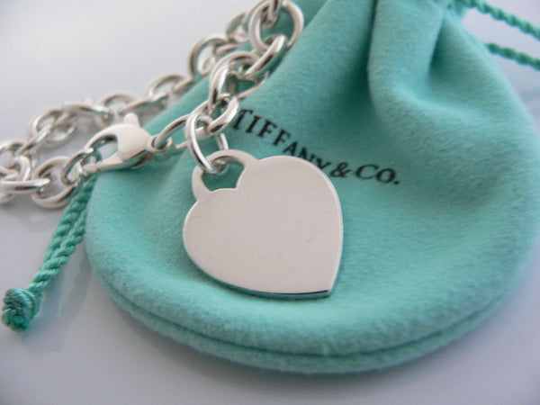 Tiffany & Co  Heart Tag Bracelet Bangle 7.5 Inch Gift Pouch Silver Love Pouch