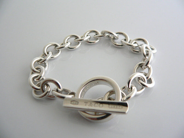 Tiffany & Co Silver 1837 Toggle Bracelet Bangle 8 Inch Chain Gift Love Statement