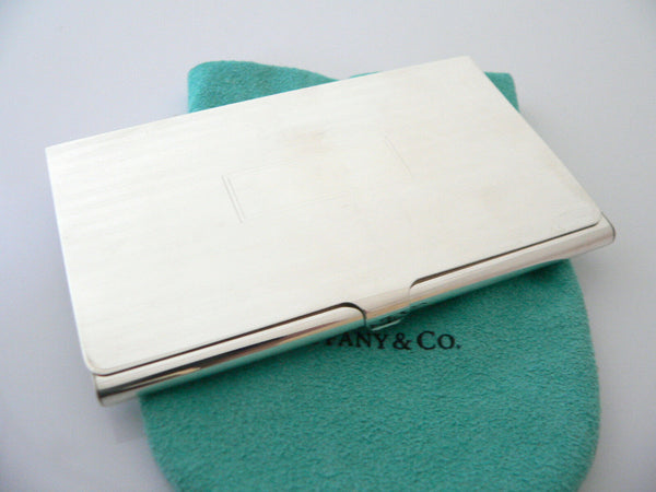 Tiffany & Co Silver Engine Turned Striped Business Card Case Holder Gift Pouch