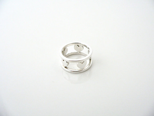 Tiffany & Co Silver Heart Bar Ring Band Sz 5.75 Rare Gift Love Statement