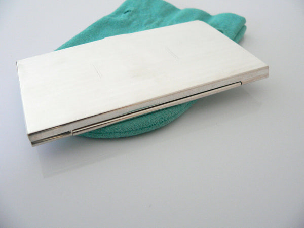 Tiffany & Co Silver Engine Turned Striped Business Card Case Holder Gift Pouch