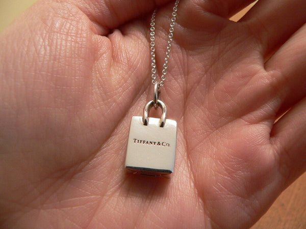 Tiffany & Co Silver Shopping Bag Charm Necklace Pendant Charm Chain Gift Love