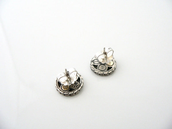 John Hardy Flower Earrings Dot Circle Round Silver 18K Gold Textured Studs Gift