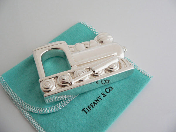 Tiffany & Co Train Rattle Silver Engine Toy Heirloom Baby Shower Gift Pouch Love