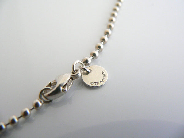 Tiffany & Co Silver 35 Inch Long Beaded Bead Necklace Chain Dog Tag Pendant Gift