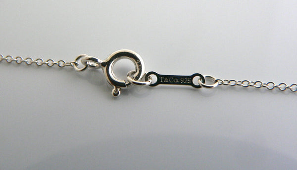 Tiffany & Co Heart Necklace Silver Black Circle Pendant 18.5 Inch Long Chain 925