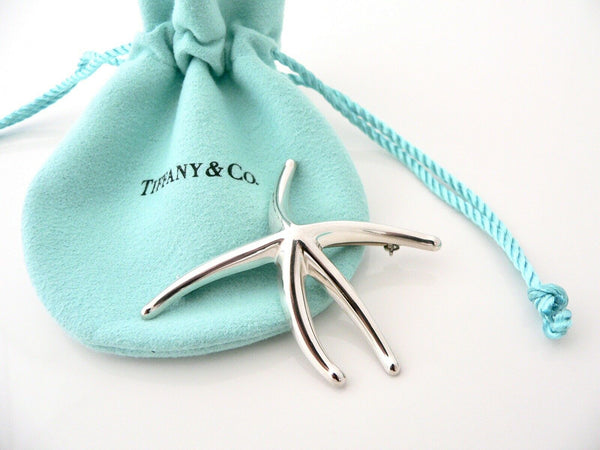 Tiffany & Co Starfish Pin Brooch Silver Gift Pouch Peretti Vintage Ocean Lover