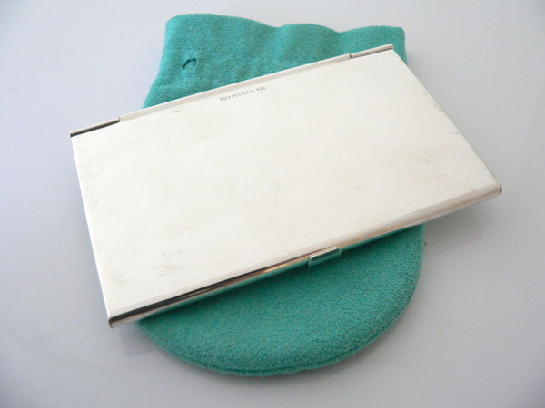 Tiffany & Co Silver Engine Turned Striped Business Card Case Holder Gift Pouch