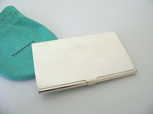 Tiffany & Co Silver Engine Turned Striped Business Card Case Holder Gift Pouch
