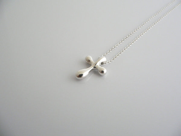Tiffany & Co Peretti Silver Cross Necklace Pendant Charm Link 18 Inch Chain Long