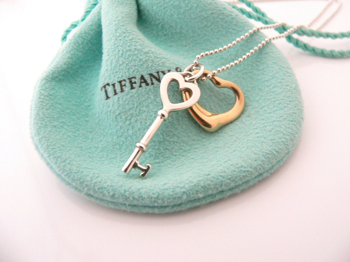 Tiffany & Co. 925 Silver 18k Rose Gold Keyhole Padlock Heart Charm 18 –  Anna's Treasure Box LLC
