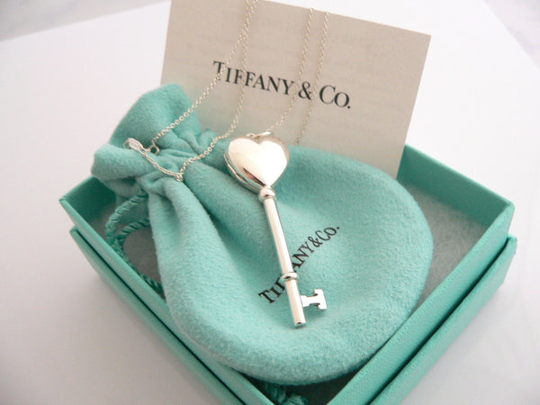 Tiffany & Co Silver Heart Key Locket Necklace Pendant Charm Chain Gift Love