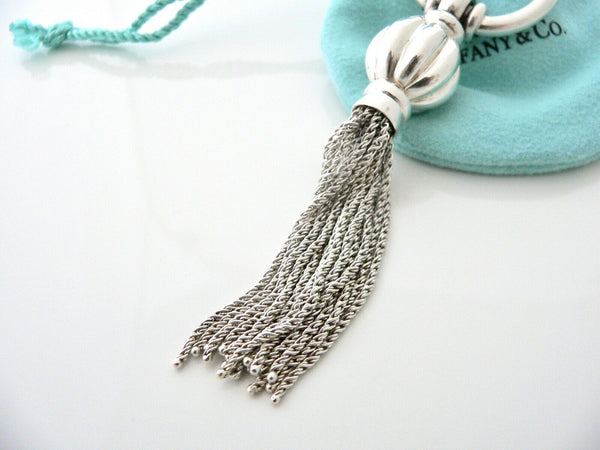 Tiffany & Co Silver Tassel Charm Pendant 4 Necklace Chain Gift Pouch Love