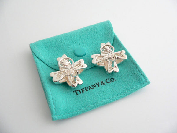 Tiffany & Co Silver Large Signature X Clip On Earrings Gift Pouch 1 Inch Size