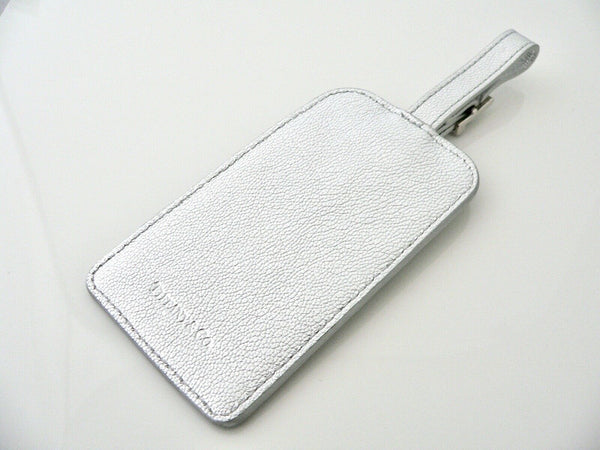Tiffany & Co Silver Leather Luggage Tag Textured Gift Golf Bag Tag Traveler Cool
