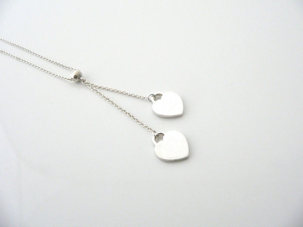 Tiffany & Co Silver Return to Tiffany Hearts Dangling Dangle Necklace Gift Love