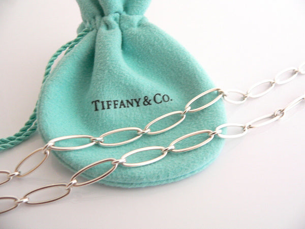 Tiffany & Co Peretti Silver Open Heart Link Necklace Pendant Charm Gift Pouch