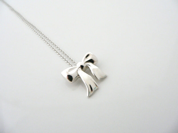 Tiffany & Co Ribbon Necklace Bow Pendant Charm Chain Love Gift Sterling Silver