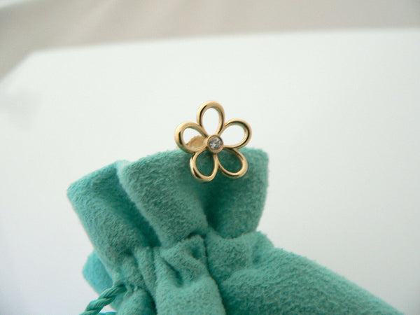 Tiffany & Co Diamonds 18K Gold Flower Earrings Studs Nature Gemstone Gift Pouch