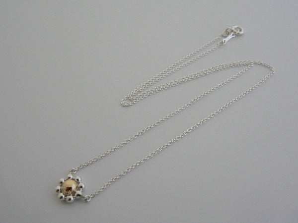 Tiffany & Co Silver Gold Jolie Bead Flower Necklace Pendant Charm Gift 17 Inches