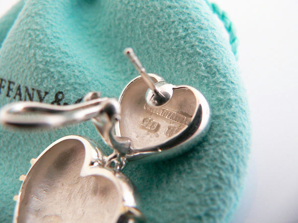 Tiffany & Co Silver 18K Gold Heart Earrings Arrow Dangling Pierced Love Gift Art
