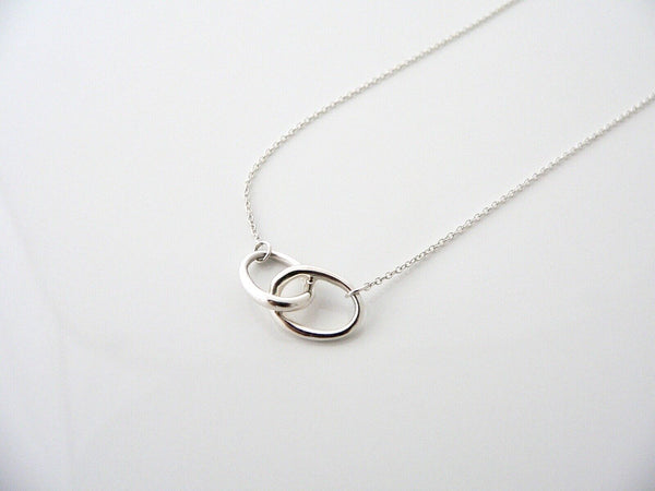 Tiffany & Co Silver Necklace Peretti Interlocking Ovals Love Pendant 17.5 Inch