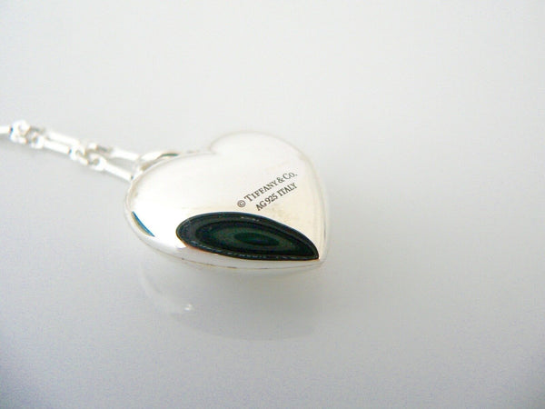 Tiffany & Co Silver Heart Necklace Pendant Charm 18 In Chain Puff Puffed Mint