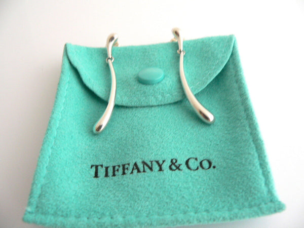 Tiffany & Co Silver Teardrop Earrings Peretti Dangling Dangle Tear Drop Gift Art