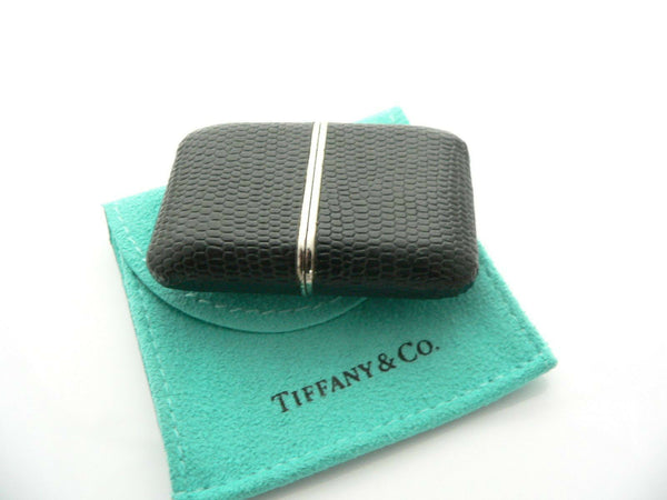 Tiffany & Co Atlas Travel Watch Clock Black Leather Excellent Vintage Gift Pouch
