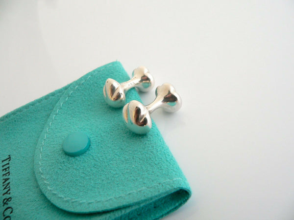 Tiffany & Co Silver Nugget Bone Cuff Link Cufflinks Cuff Links Gift Pouch