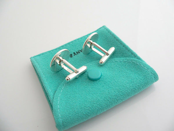 Tiffany & Co Silver 18K Gold Button CuffLinks Cuff Links Rare Pouch Classic Gift